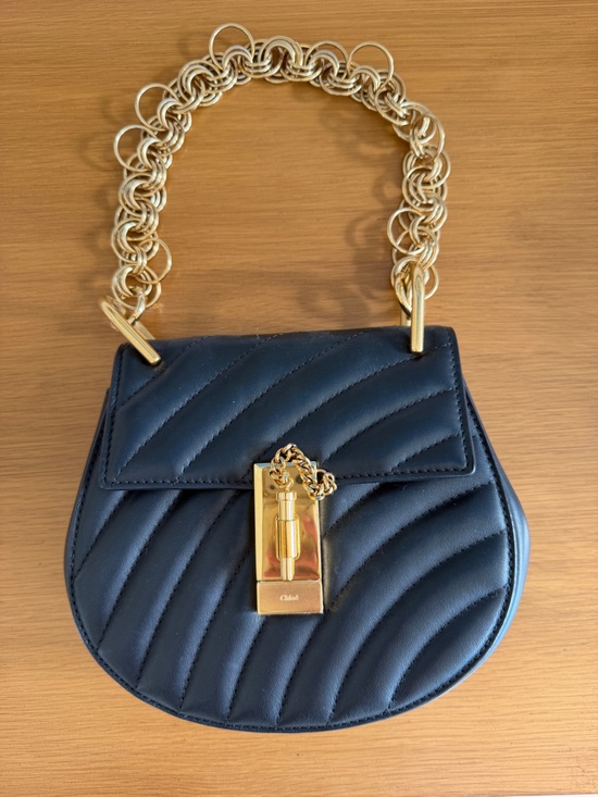 Chloe Handbags - Chloe Quilted Drew Bijou Chain-Shoulder Leather Bag in Black with Gold